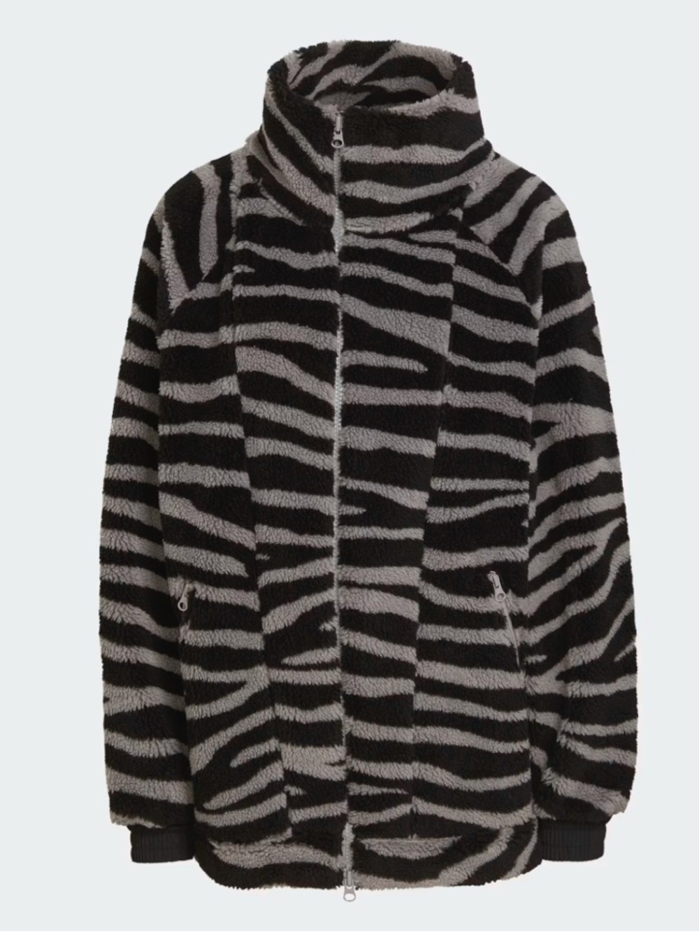 Adidas by Stella McCartney Black and Gray Zebra Sherpa Jacket